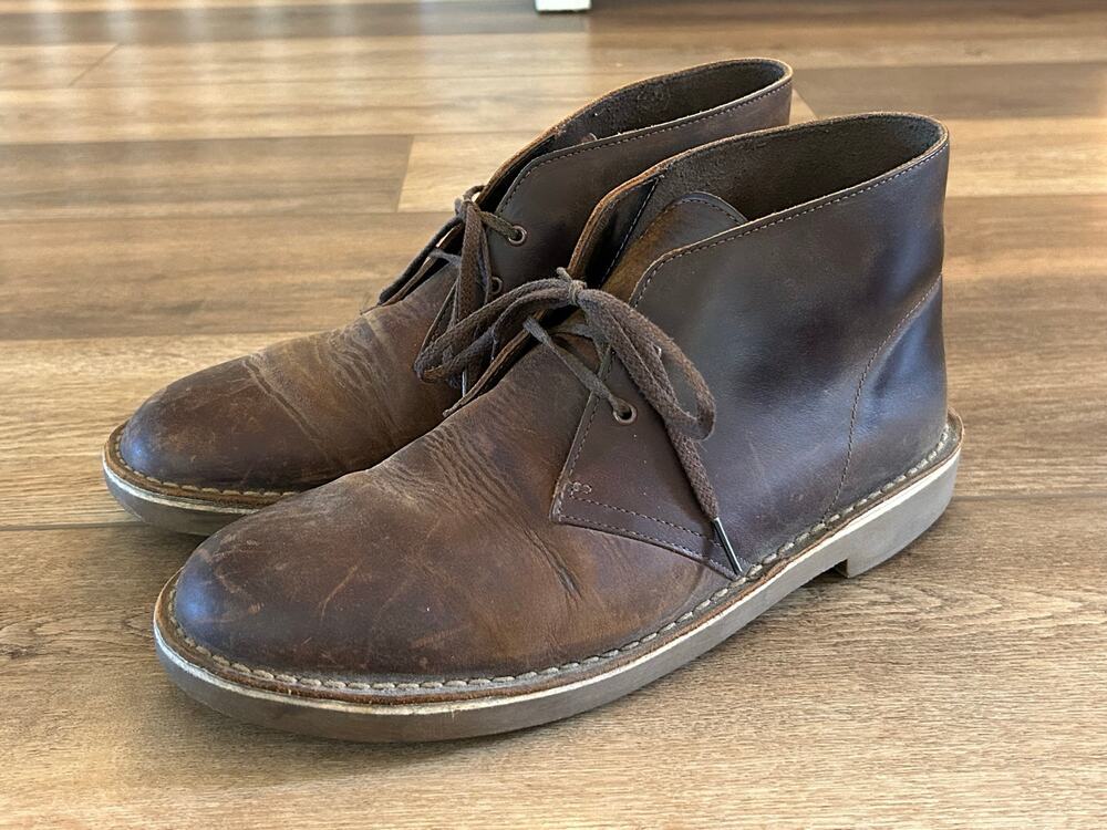 Clarks Bushacre 2 Men’s Chukka Boots Dark Brown Leather Size 11 Wide